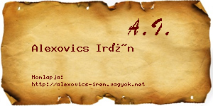Alexovics Irén névjegykártya